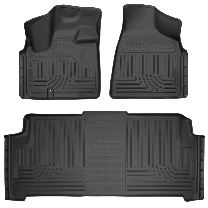 Dodge Grand Caravan Floor Liners - Front + 2nd Seat - Husky Liners - WeatherBeater - Black - `08-`20
